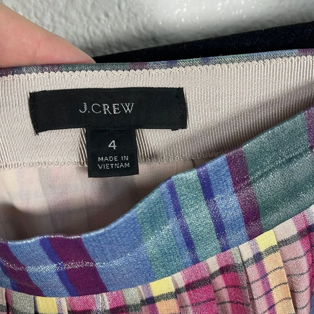 J. Crew Pleated Midi Skirt In Shimmering Plaid Women's‎ 4